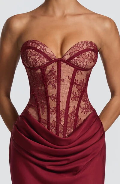 Bordeaux Lace Corset Gown