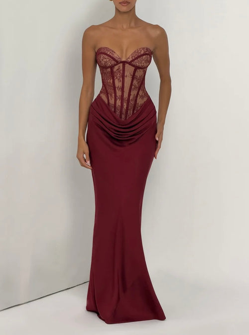 Bordeaux Lace Corset Gown